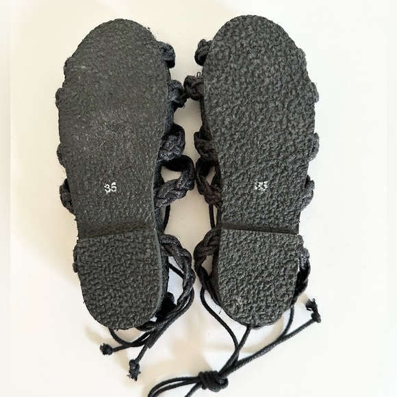 Zara Black Woven Braid Lace-Up Flat Espadrilles - Picture 9 of 9